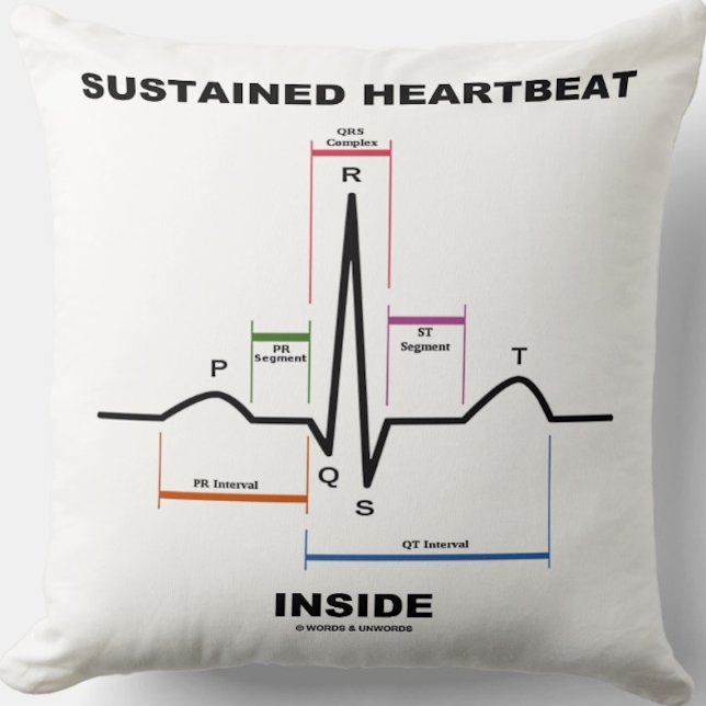 Kvarstående hjärtrytm innsida Elektrokardiogram Hu Kudde (Throw pillow featuring sinus rhythm on electrocardiogram & the saying "Sustained Heartbeat Inside")