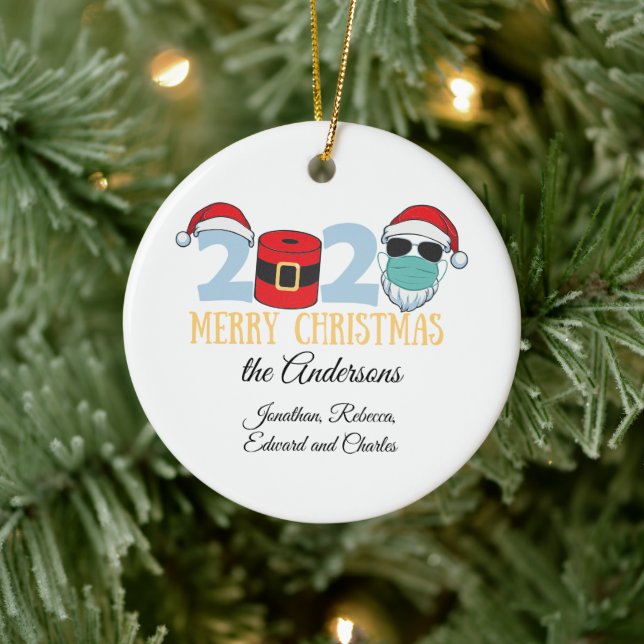 Kvarstående julfamilj 2020 julgransprydnad keramik (Träd)