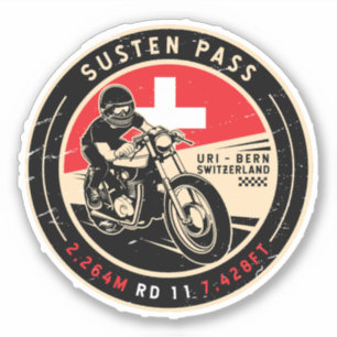 Kvarstående pass   Schweiz   Motorcykel Klistermärken