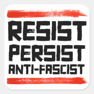 KVARSTÄNDIG ANTIFASCIST FYRKANTIGT KLISTERMÄRKE