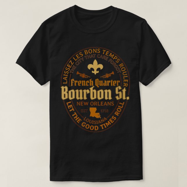 Kvartal Bourbon St New Orleans Souve för kvinnor,  T Shirt (Design framsida)