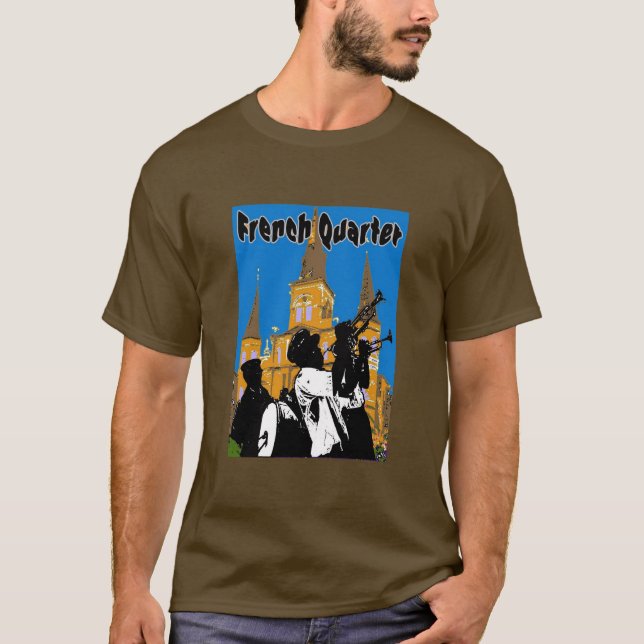 Kvartal för Fransk av streck Tee Shirt (Framsida)