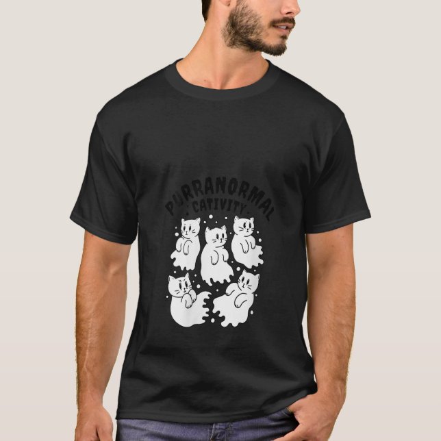 Kvarter för kvinnlig krona Cute Cat Spöken Cartoo T Shirt (Framsida)