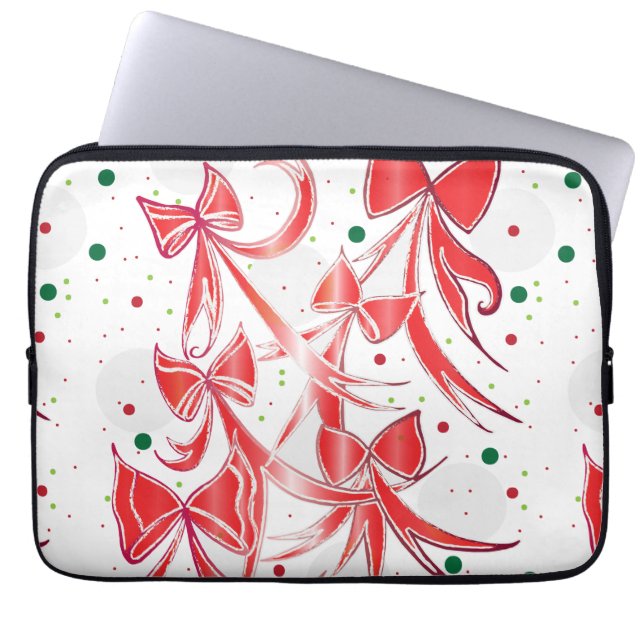 Kvarter i Candy cane vid jul mönster Laptop Sleeve (Framsidan)