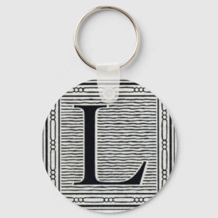 Kvarterbrev "L" initial träsnittträkloss Nyckelring