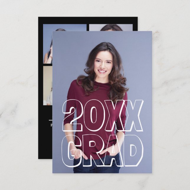 Kvarteret märker vit - meddelande för studenten inbjudningar (Fram/baksida)