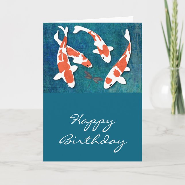 Kvartett av orangen & vit Kohaku Koi Kort (Framsida)