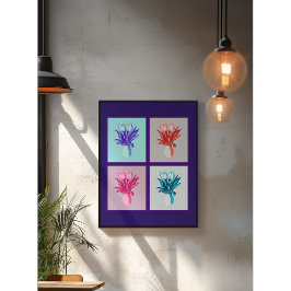 Kvartetten för Blommigt av popkonst: Vibrant Tulip Poster