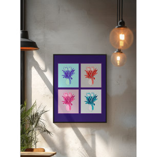 Kvartetten för Blommigt av popkonst: Vibrant Tulip Poster