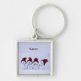 Kvartetten i snögubbar Måndagen den 21 oktober 201 Fyrkantig Silverfärgad Nyckelring