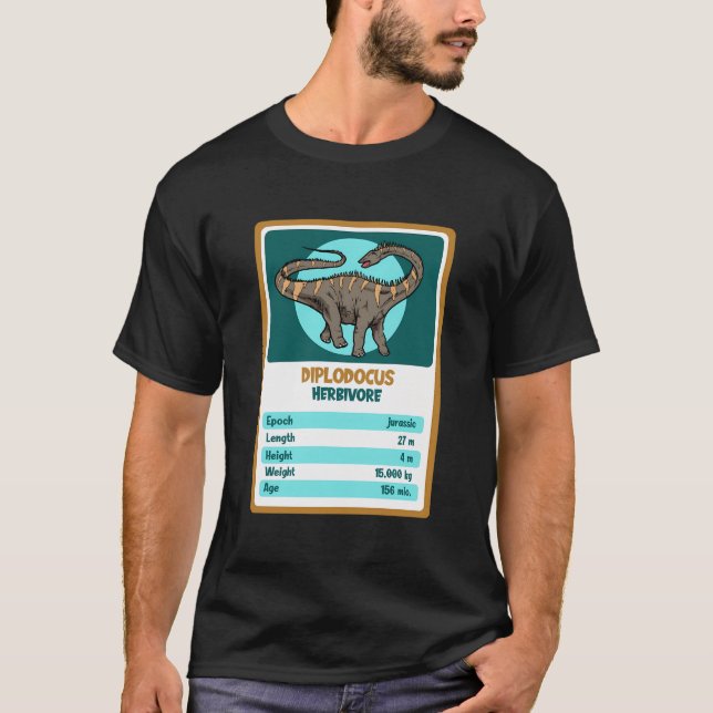 Kvartettkort - diplodocus - Dinosaur-fakta T Shirt (Framsida)