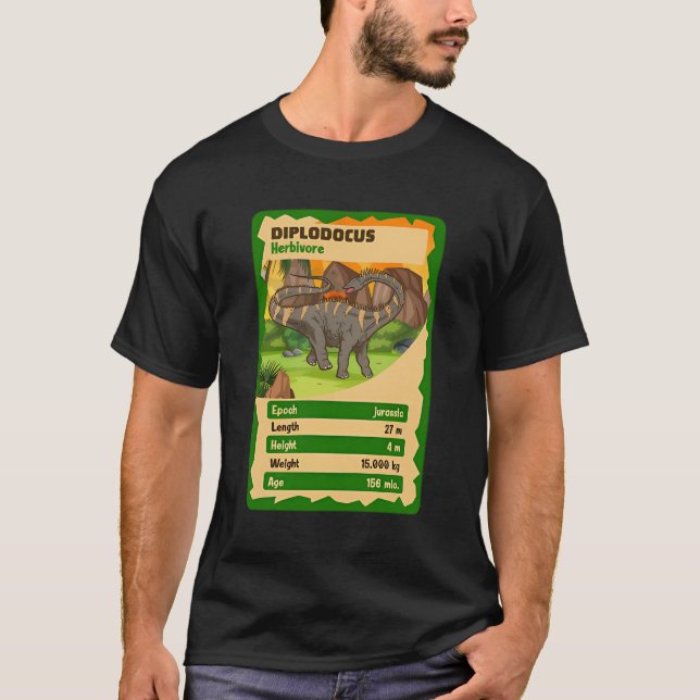 Kvartettkort - diplodocus - Dinosaur-fakta T Shirt (Framsida)