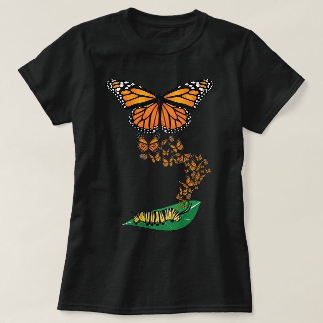 Kvartpelare med färg till monarch Butterfly M T Shirt (Design framsida)