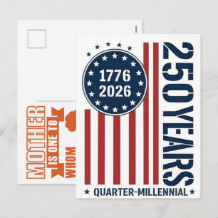 Kvarts-millennial Amerika 1776–2026 firande D Helg Vykort