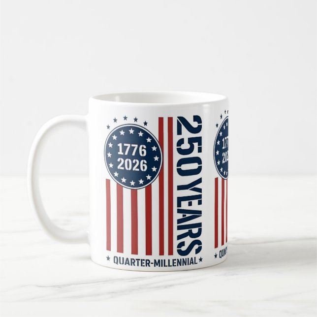 Kvarts-millennial Amerika 1776–2026 firande D Kaffemugg (Vänster)