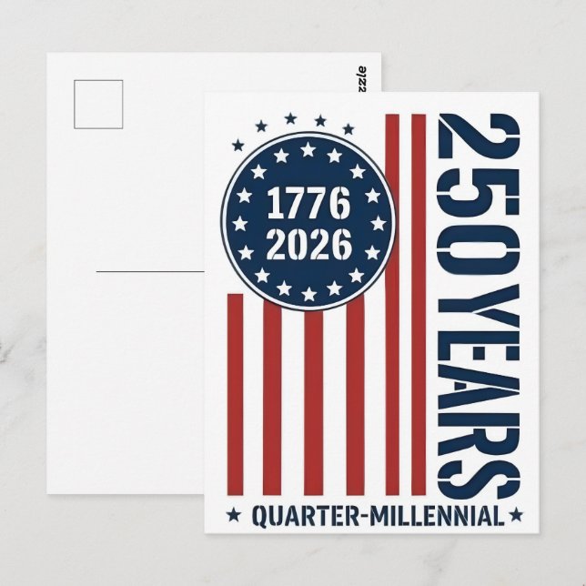Kvarts-millennial Amerika 1776–2026 firande D Vykort (Fram/baksida)