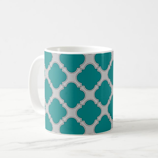 Kvartsal teal och grått kaffemugg (Framsida vänster)