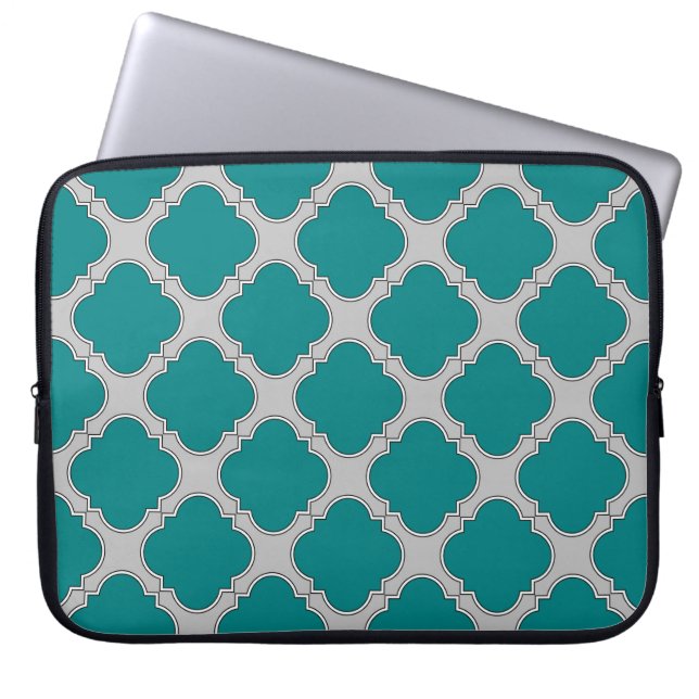 Kvartsal teal och grått laptop sleeve (Framsidan)