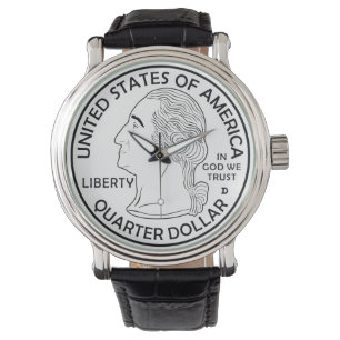 Kvartsmynt i dollar George Washington Handmade mad Armbandsur