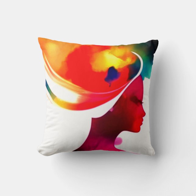 Kvastmånad söt flicka Canva Dekorativ kudde (Framsida)