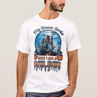 Kvastsmetare Svetsare Häxa Fabrik Pumpa Halloween T Shirt