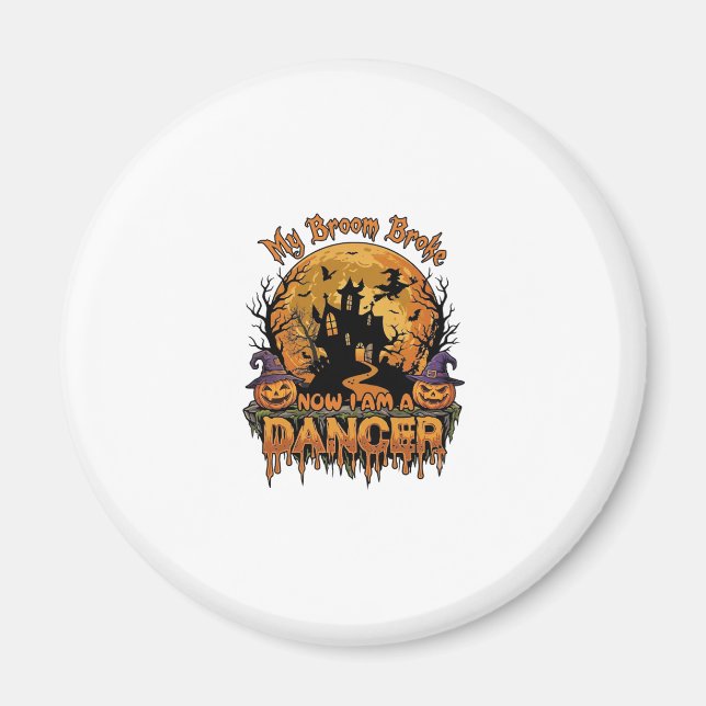 Kvastsönderdansare Halloween Spökhus Pumpa Magnet (Framsidan)