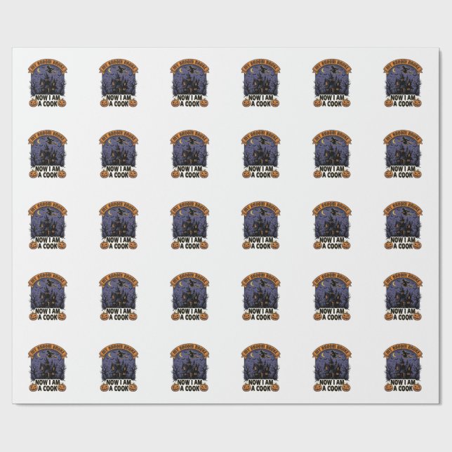 Kvastsönderslagen häxa Halloween kokar skämt_1 Presentpapper (Platt)