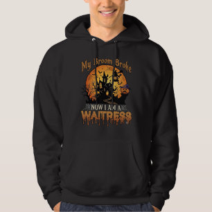 Kvastsöndersökt servitris Halloween-häxa spökhus Hoodie