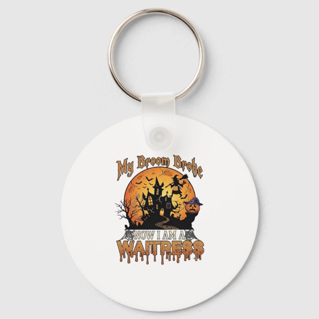 Kvastsöndersoppa Halloween-häxa Spökhus Nyckelring (Framsida)