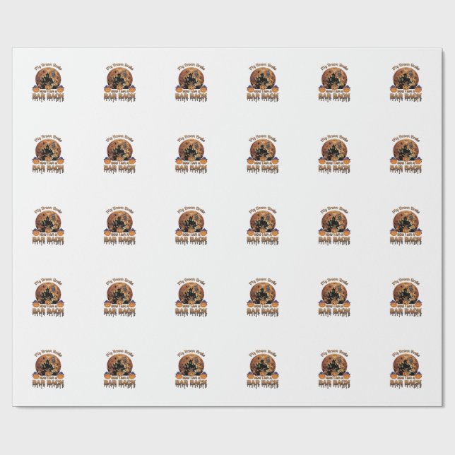 Kvastsöndrad Bar Bakom Halloween Spökhus Häxa Presentpapper (Platt)
