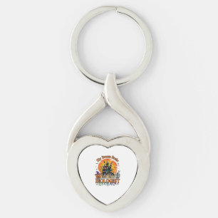 Kvastsöndrad biolog halloween spök slott pumpor twisted heart silverfärgad nyckelring
