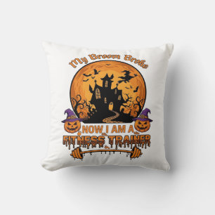 Kvastsöndrad Halloween Fitness Tränare Häxa Pumpa Kudde
