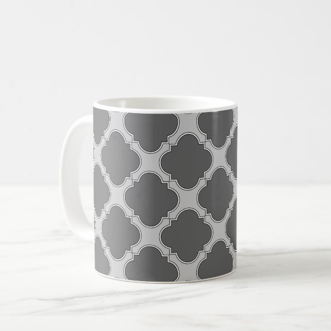 Kvatrefoil i grått-nyanser kaffemugg (Framsida vänster)
