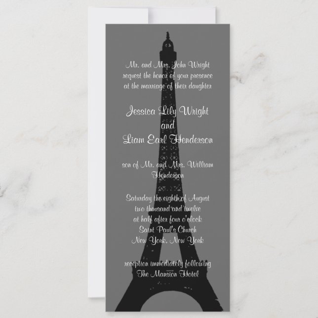 Kväve i Paris Bröllopsinbjudan Inbjudningar (Framsida)