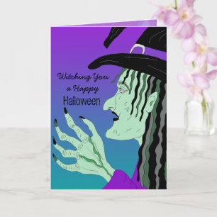 Kväver dig en Hand plockade-Witch i Happy hallowee Kort