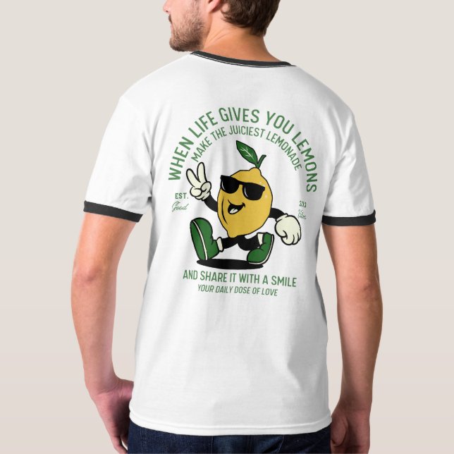 KVEEZE DAY FUNNY LEMON PUN RETRO MASCOT T SHIRT (Hel baksida)