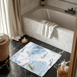 Kvicklig undervattensvärld - havskräftor Mönster Badrumsmatta