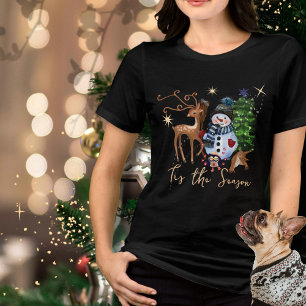 Kvickliga Snögubbe & Hjort Festive Helgdag Women T Shirt