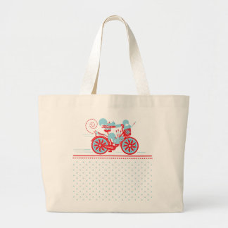 Kvicklor på en cykel-jumbo Tote - ljusblå/röd Jumbo Tygkasse