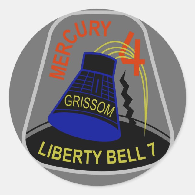 Kvicksilver 4 Sticker Runt Klistermärke (Framsida)