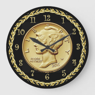 Kvicksilver Dime Centennial Guld Coin Image ~ Stor Klocka