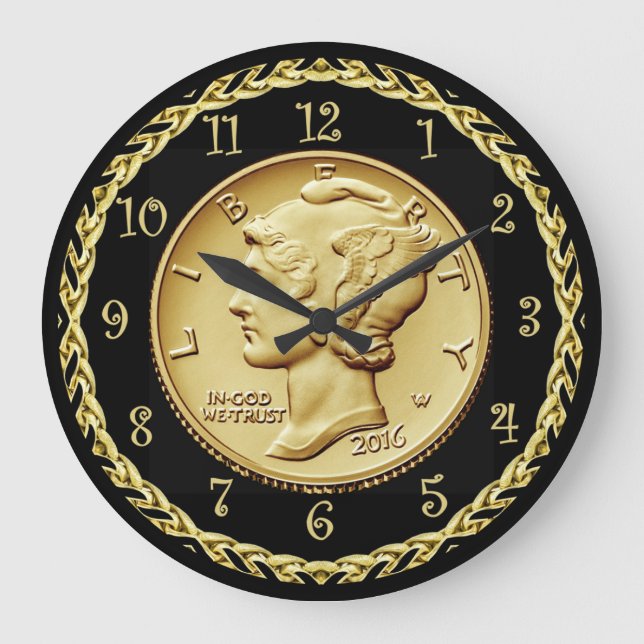 Kvicksilver Dime Centennial Guld Coin Image ~ Stor Klocka (Framsida)