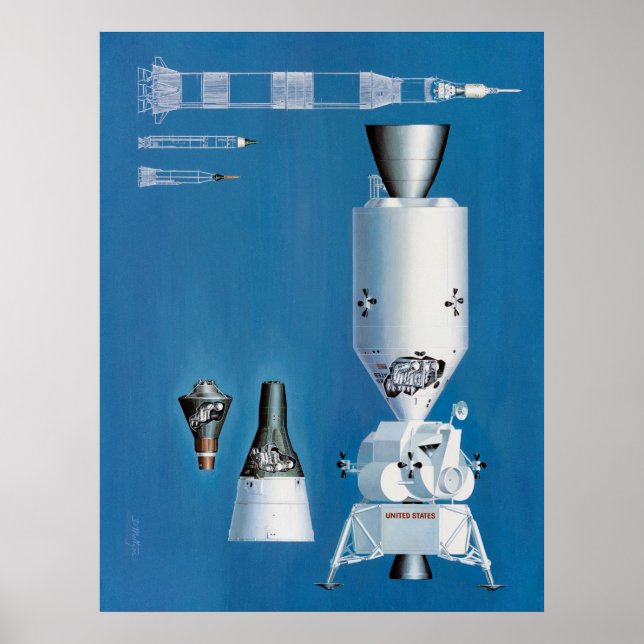 Kvicksilver, Gemini och Apollo Spacecraft Poster (Framsidan)