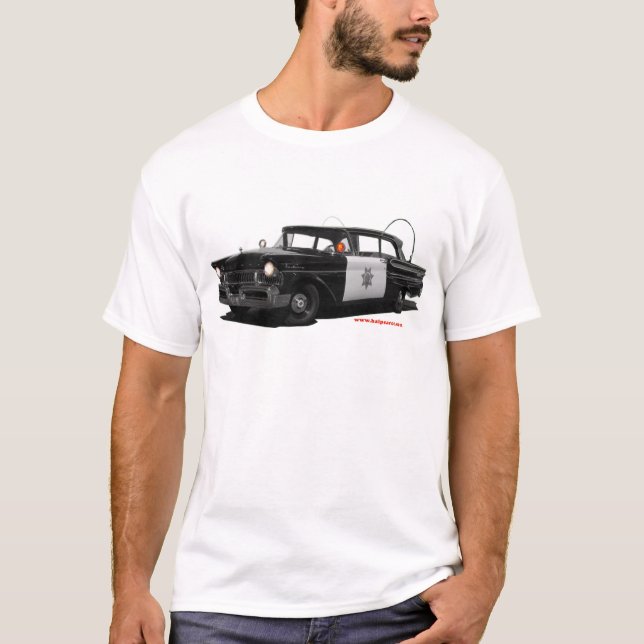 kvicksilver-monterey-huvudväg-patrull-car 1957 t-shirt (Framsida)