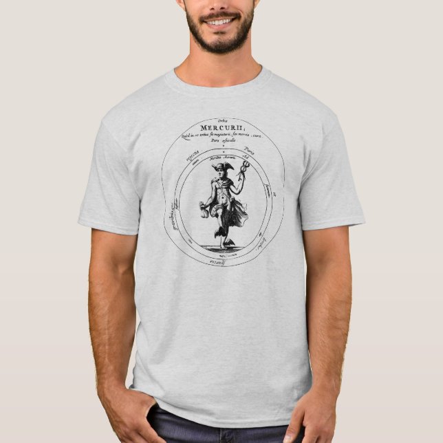 Kvicksilver och Caduceus Alchemical Mercurius Tee (Framsida)