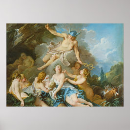 Kvicksilver som placerar barnet Baccus på Nymphs Poster