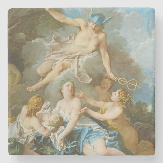 Kvicksilver som placerar barnet Baccus på Nymphs Stenunderlägg (Framsidan)