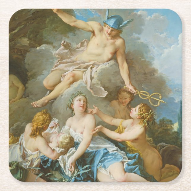 Kvicksilver som placerar barnet Baccus på Nymphs Underlägg Papper Kvadrat (Framsidan)