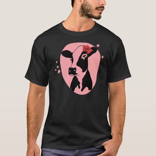 Kviga med blomma Nötkreatur T Shirt (Framsida)