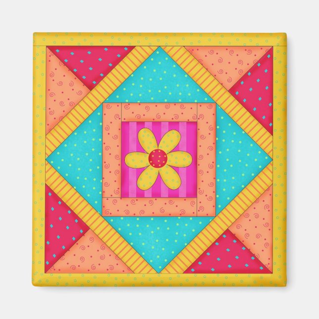KVilt block Art-kvadratisk ruta Magnet (Framsidan)